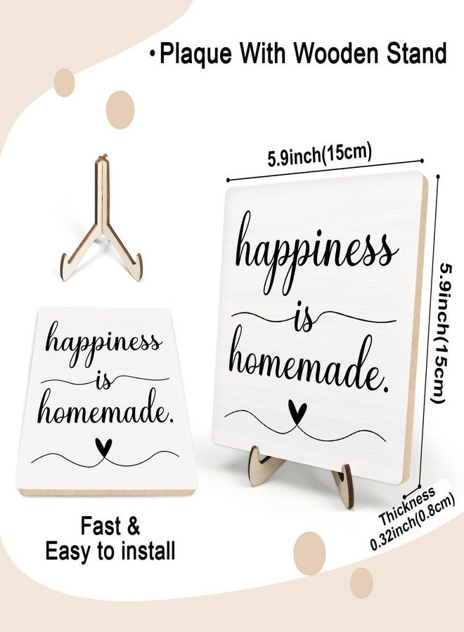 DMADNF Kitchen Decor Sign, Funny Modern Farmhouse Tabletop Decor, Rustic Wood & Metal Plaque, Happiness is Homemade, 5.9 x 5.9 Inch (White-Homemade) - Image 2